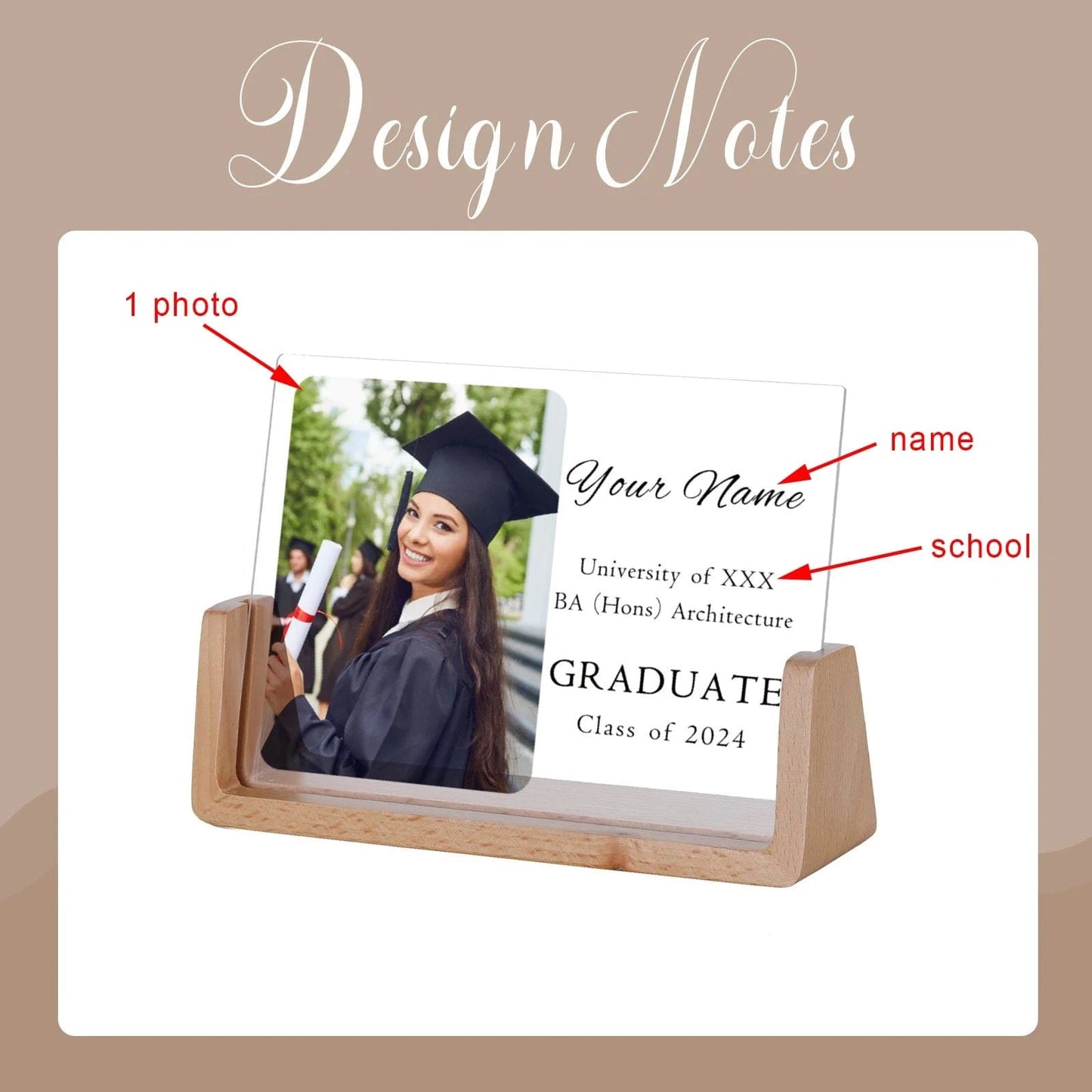 Custom Photo Text Acrylic Graduation Plaque