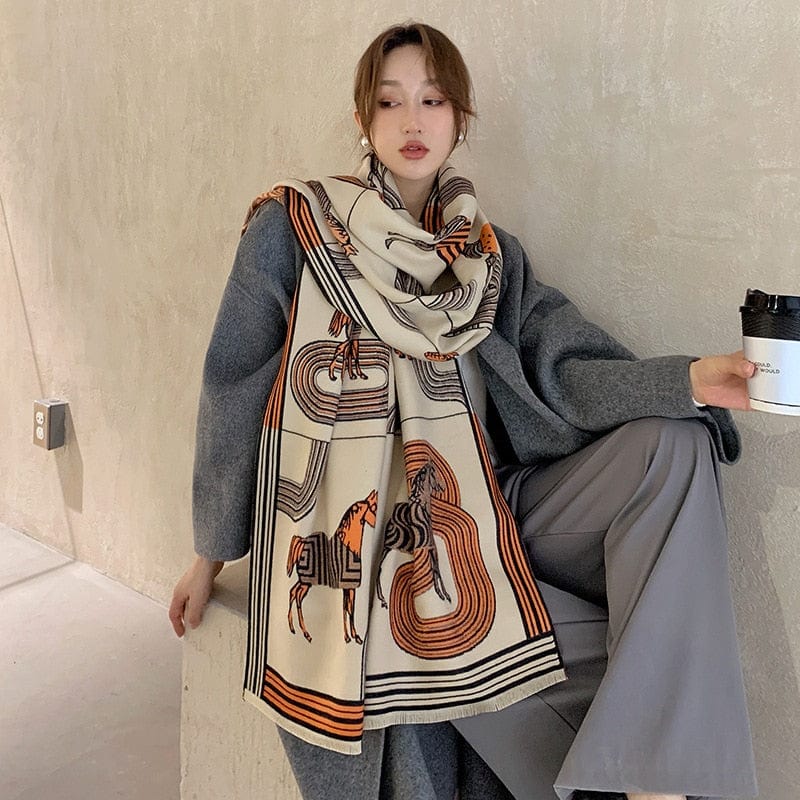 Luxury Winter Scarf Women Design Warm Pashmina Scarves Female Shawl Wraps Thick Foulard