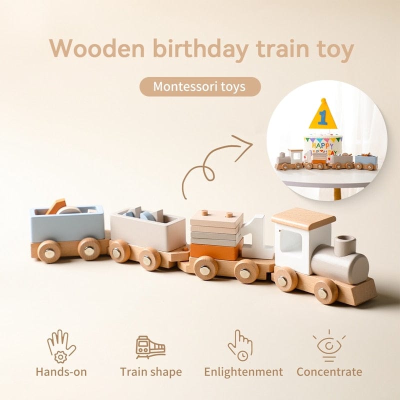 Wooden Train Birthday Toy  Learning Toys Baby Educational Toys  Wooden Trolley  Baby Learning Toys  Number Of Wood Baby's Toys