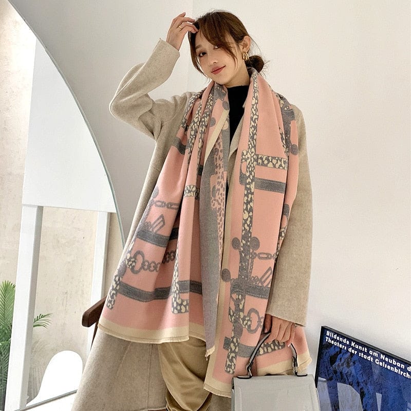 Luxury Winter Scarf Women Design Warm Pashmina Scarves Female Shawl Wraps Thick Foulard