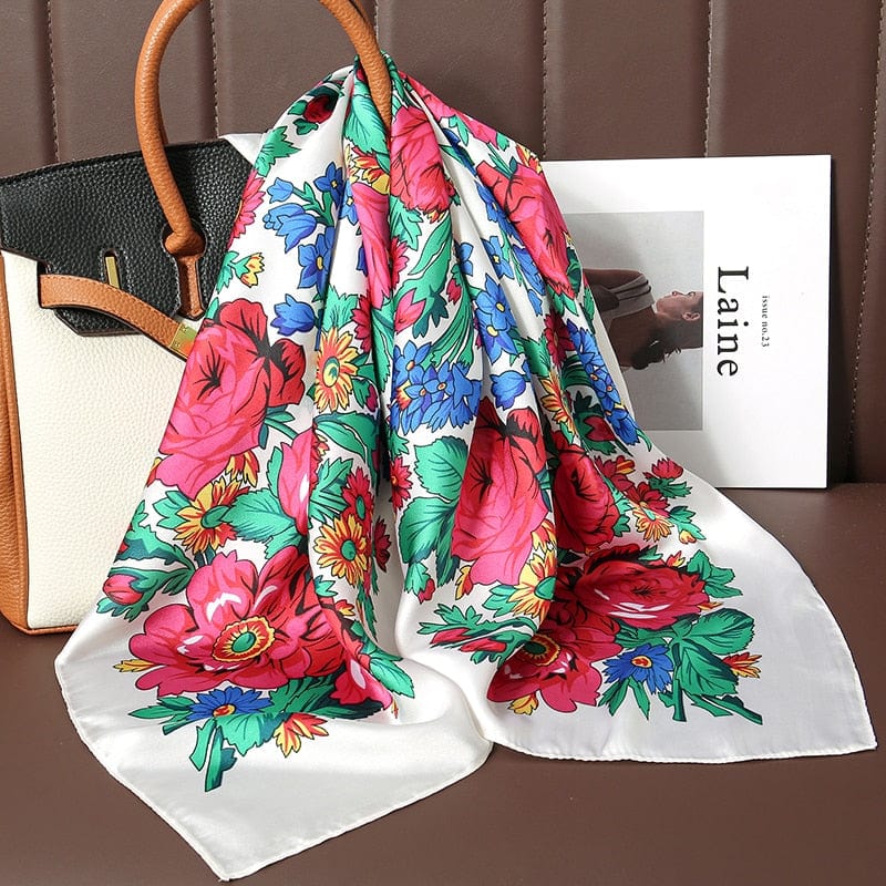 2023 Silk Shawl Print Headscarf Hair Wrap Neckerchief Female Satin Square Scarf For Women Headband Foulard