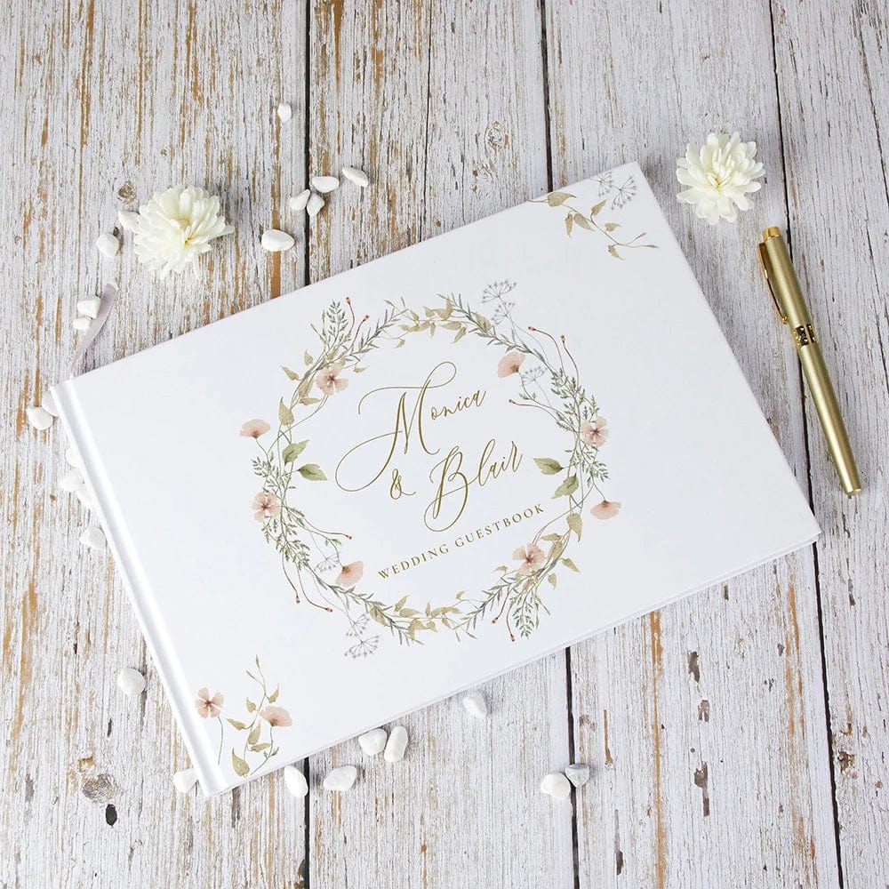 Personalized Flowers Wedding Guestbook