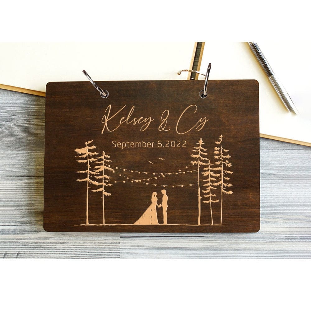 Personalised Wedding Guest A5 Book Party Shower Gift Handmade Wooden Guest Book Photo Album Scrapbook Wedding Keepsake