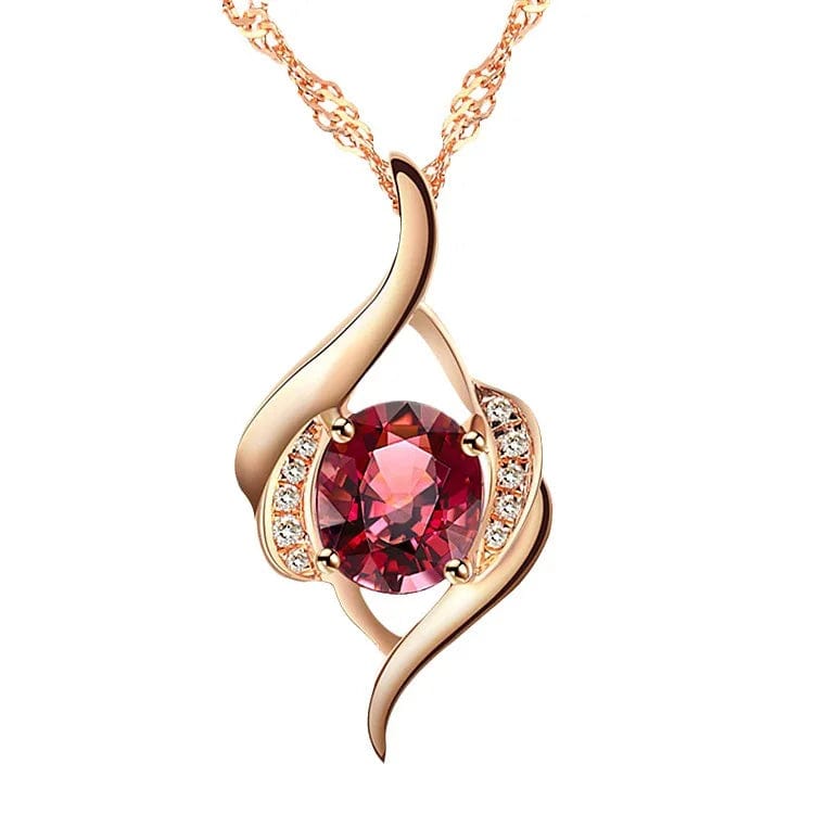 Luxury Red Zircon Pendant Necklace With Apple Gift Box Fashion Jewelry For Women Girlfriend 2023 New Romantic Christmas Gifts