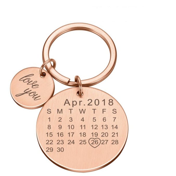 Custom Keychain Personalized Calendar Keychain Hand Carved Calendar Keyring Gift for Boyfriend Girlfriend Private Custom Engraving