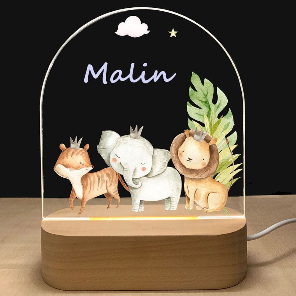 Personalized Baby Birth Night Wood Base Lamp