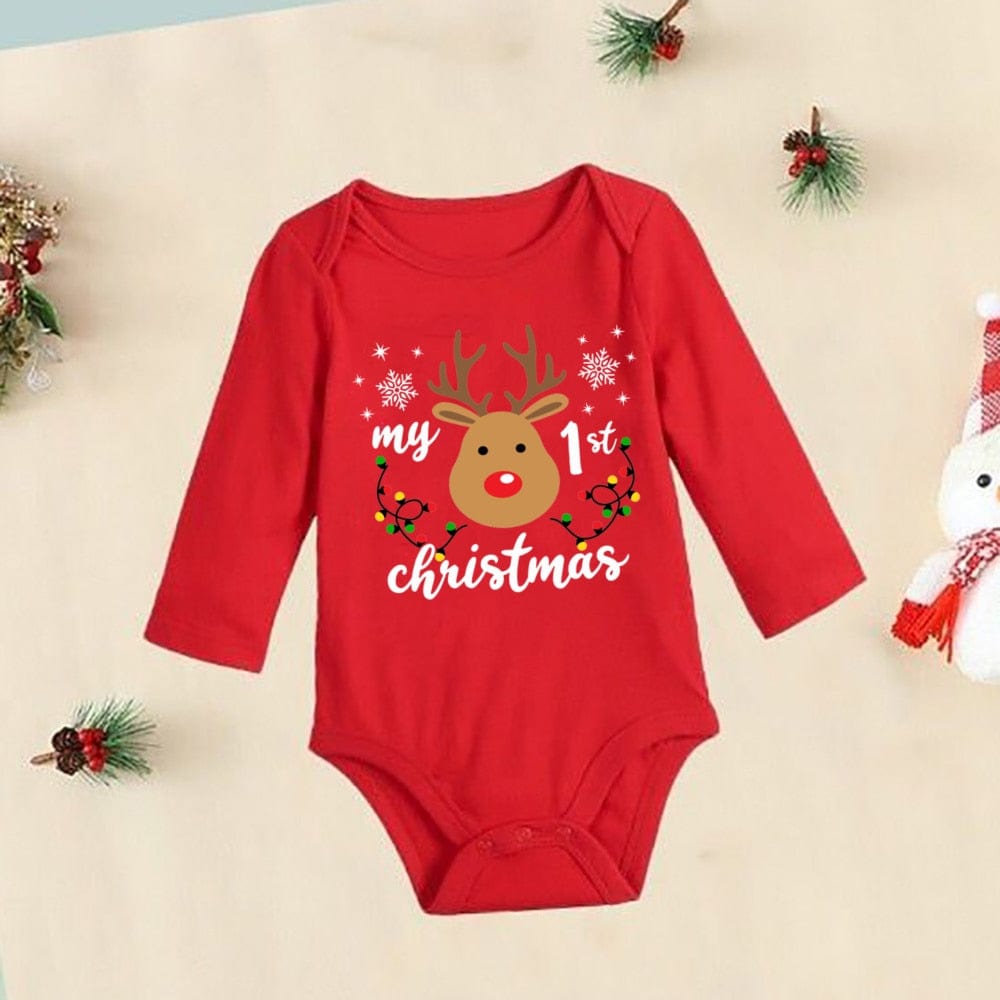 Baby First Christmas New Born Baby Bodysuits Clothes Ropa Toddler Girl Red Long Short Romper Jumpsuit Outfit Christmas Gifts