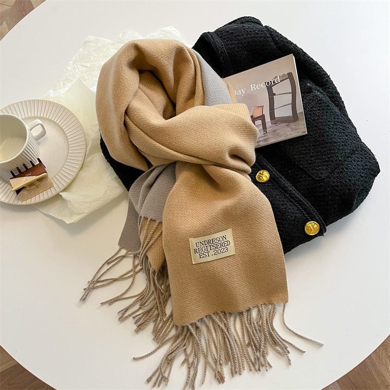 Fashion Solid Warm Scarf New Design Pashmina Winter Double Side Diffrent Color Shawl Wraps Bufanda with Tassel Blanket