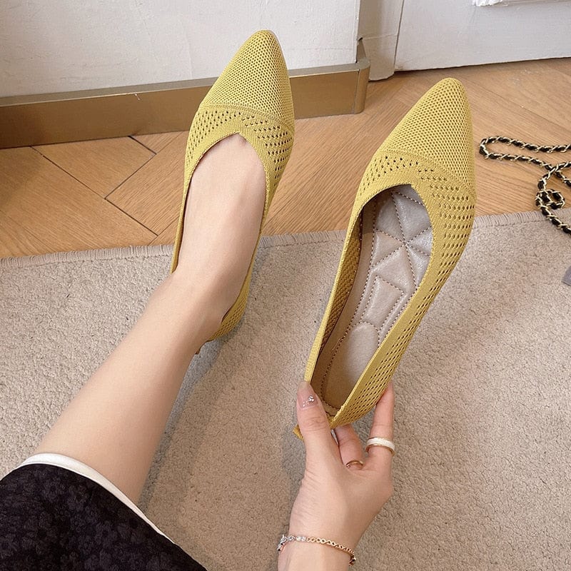 Solid Colour Knitting Flat Shoes for Women Fashion Female Casual Ballet Flats Footware Breathable Mesh Comfort Loafers