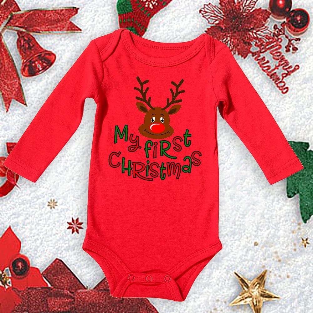 Baby First Christmas New Born Baby Bodysuits Clothes Ropa Toddler Girl Red Long Short Romper Jumpsuit Outfit Christmas Gifts