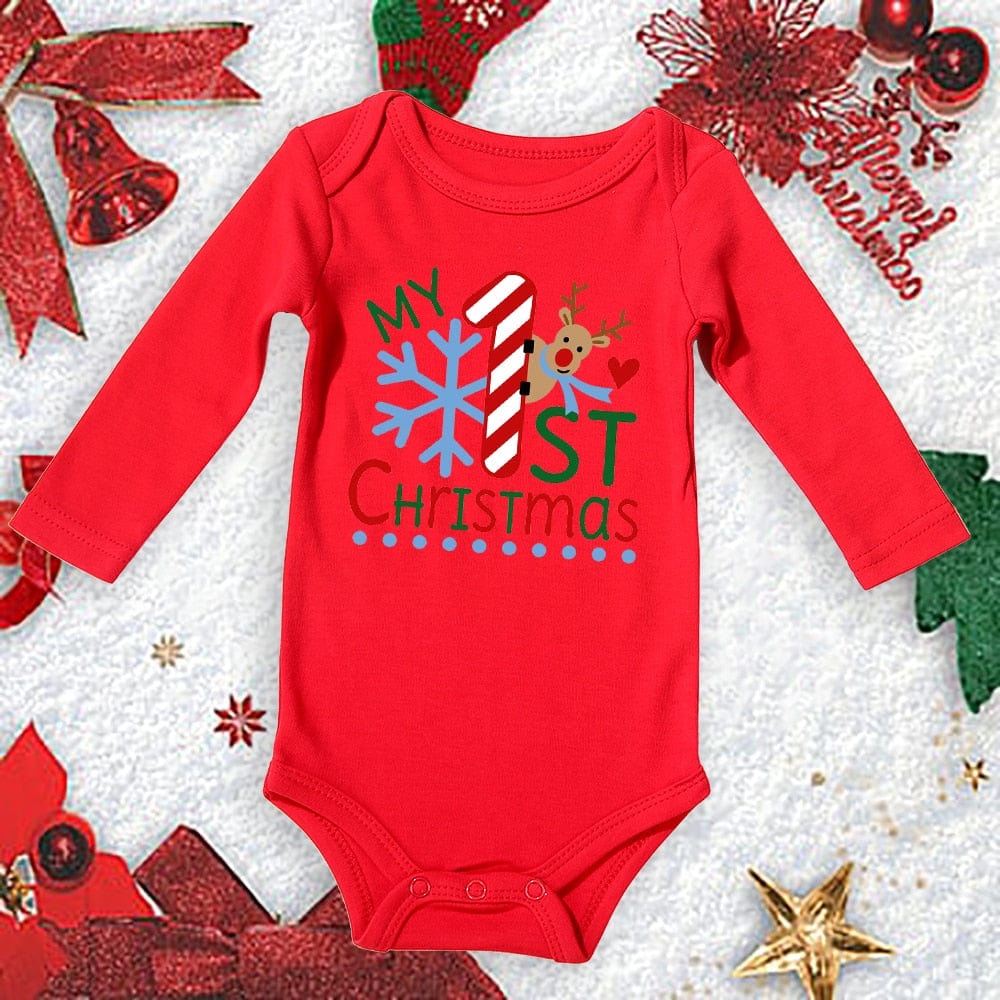 Baby First Christmas New Born Baby Bodysuits Clothes Ropa Toddler Girl Red Long Short Romper Jumpsuit Outfit Christmas Gifts