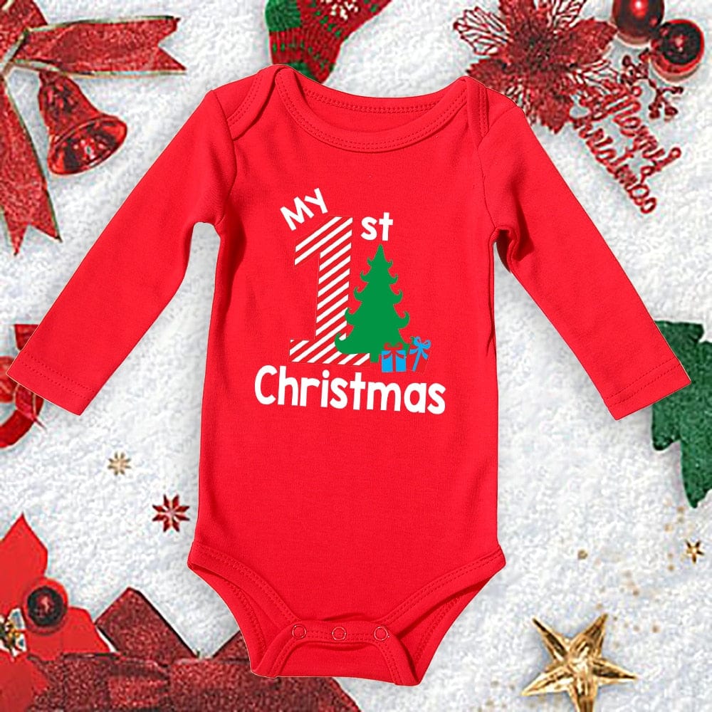 Baby First Christmas New Born Baby Bodysuits Clothes Ropa Toddler Girl Red Long Short Romper Jumpsuit Outfit Christmas Gifts