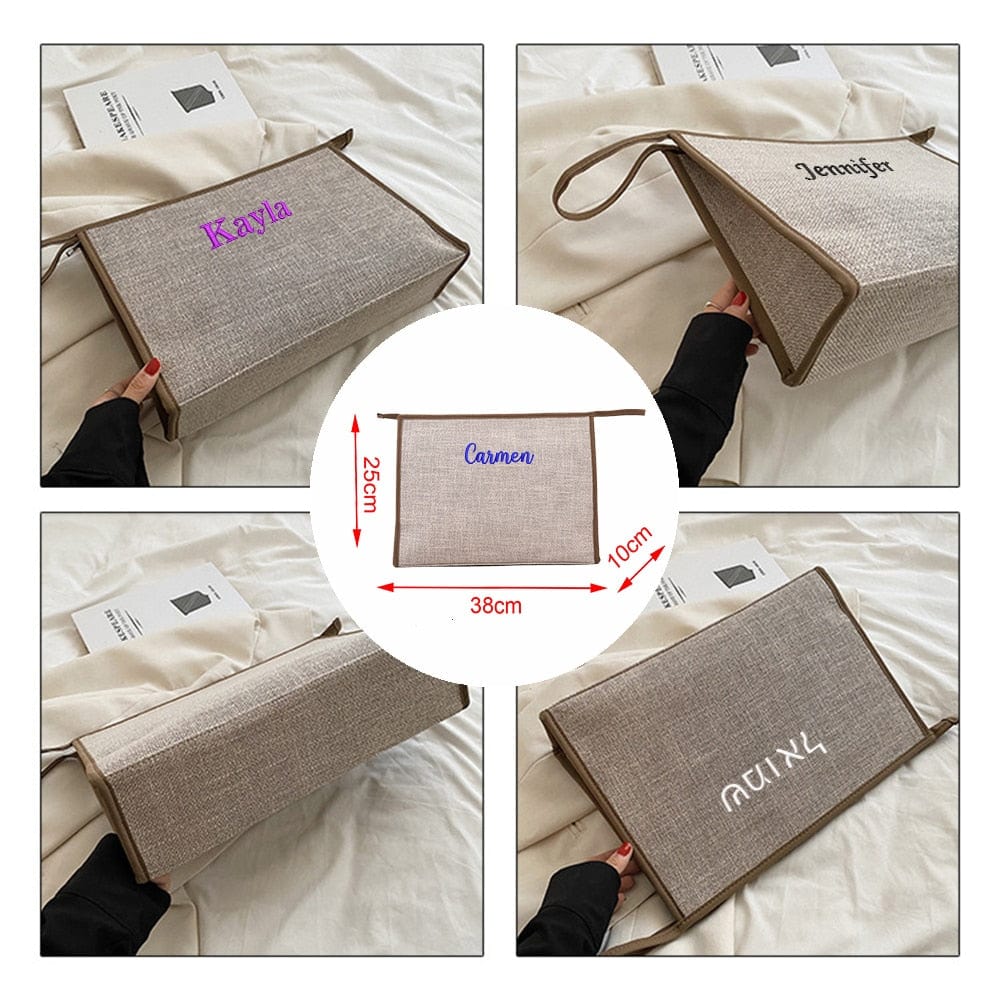 Personalized Embroidery Clutch Bags Large Capacity for Women Envelope Pouch