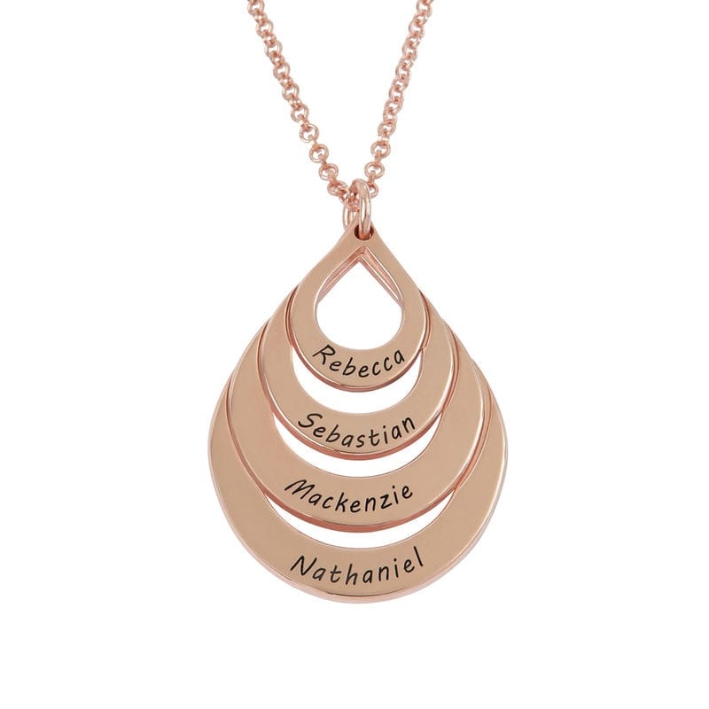 Personalized Jewelry Water Drop Family Name Necklaces Stainless Steel Customized Necklaces Pendants Women Mothers Day Gift