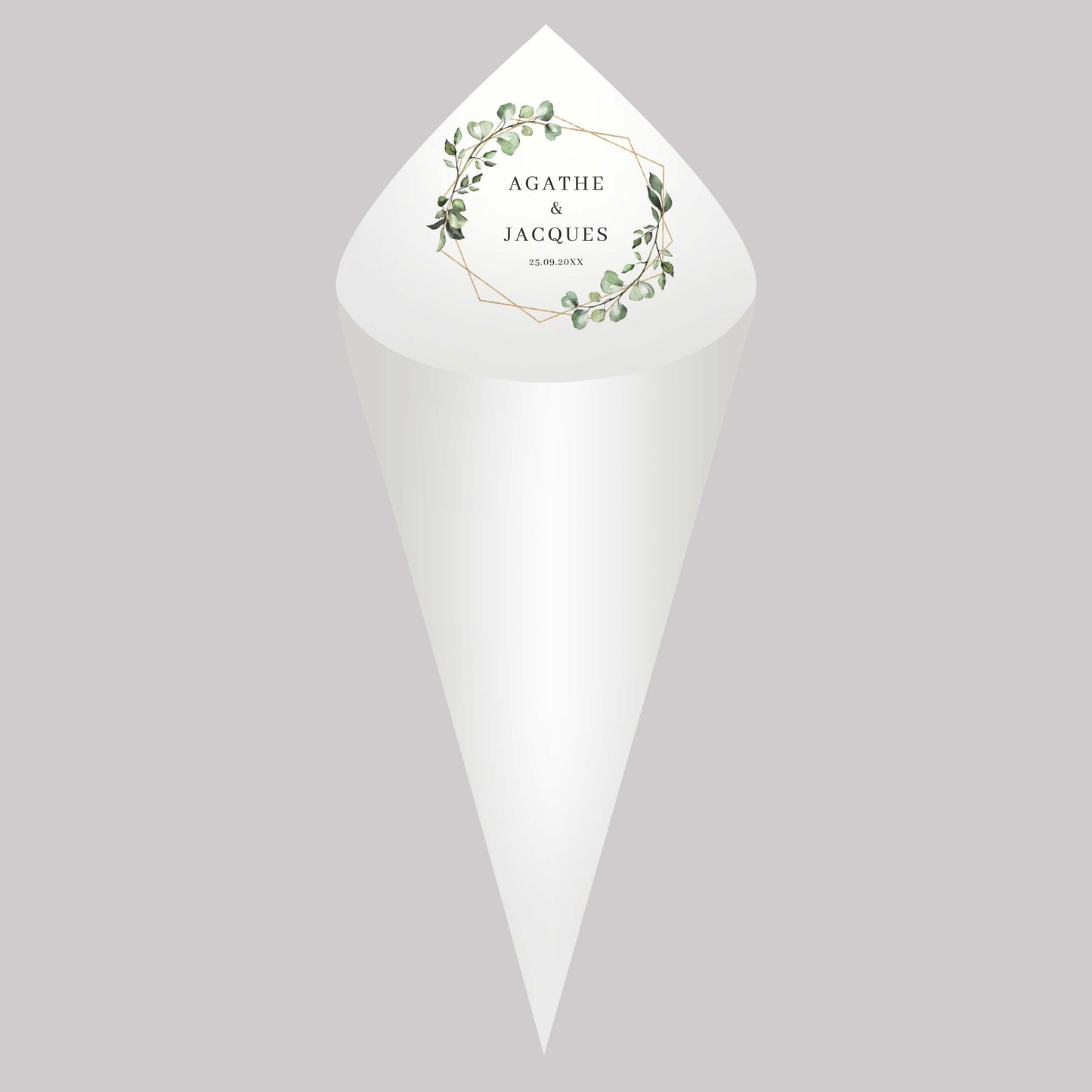 30Pcs Personalized Wedding Cones,White Paper Size 16x16cm ,Custom Name Date Confetti Toss Cones for Bridal Shower Party Favors