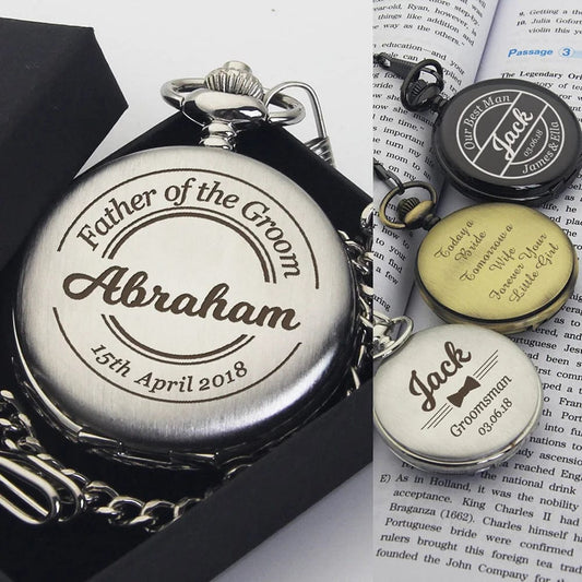 Custom Text Engraved Pocket Watch