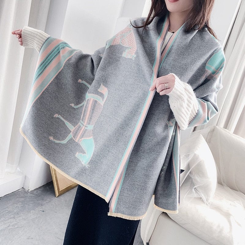 Luxury Winter Scarf Women Design Warm Pashmina Scarves Female Shawl Wraps Thick Foulard