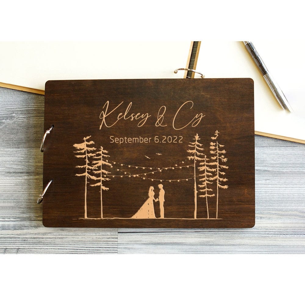 Personalised Wedding Guest A5 Book Party Shower Gift Handmade Wooden Guest Book Photo Album Scrapbook Wedding Keepsake