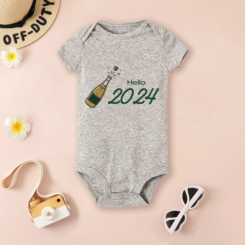 Baby Bodysuit Hello 2024 Infant Romper New Year Baby Gift Toddler Short Sleeve Jumpsuit Boys Girls Clothes Newbron Shower Present