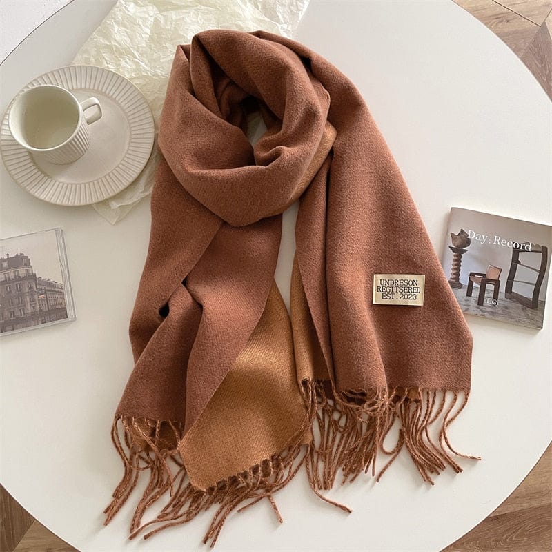 Fashion Solid Warm Scarf New Design Pashmina Winter Double Side Diffrent Color Shawl Wraps Bufanda with Tassel Blanket