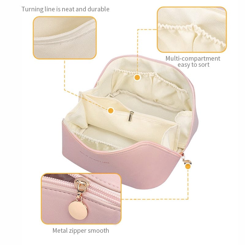 Large-Capacity Travel Cosmetic Bag Portable PU Makeup Pouch Women Waterproof Bathroom Washbag Multifunctional Toiletry Kit