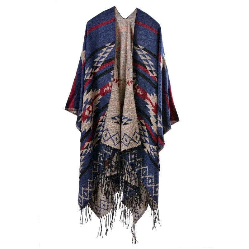 European American Popular Tassel Thickened National Style Travel Fork Shawl Scarf in autumn Ponchos Capes P9