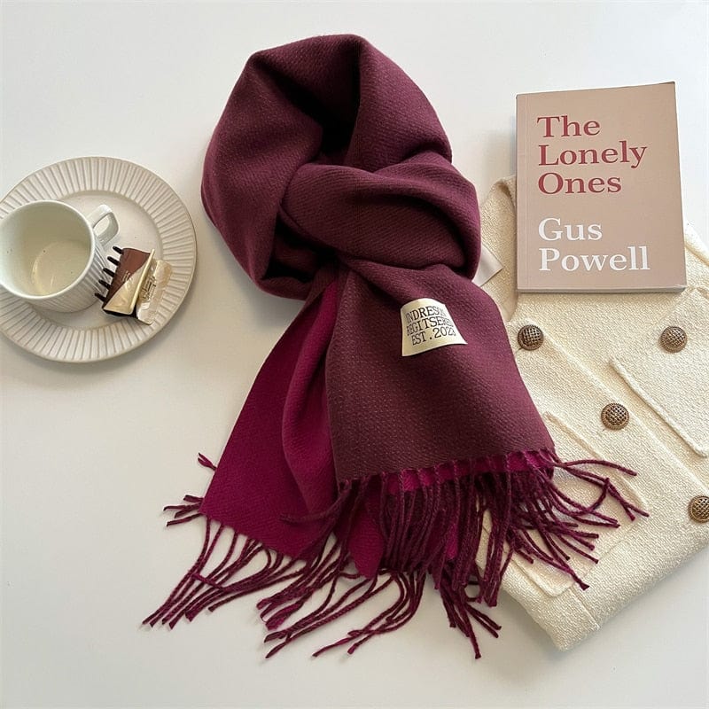 Fashion Solid Warm Scarf New Design Pashmina Winter Double Side Diffrent Color Shawl Wraps Bufanda with Tassel Blanket