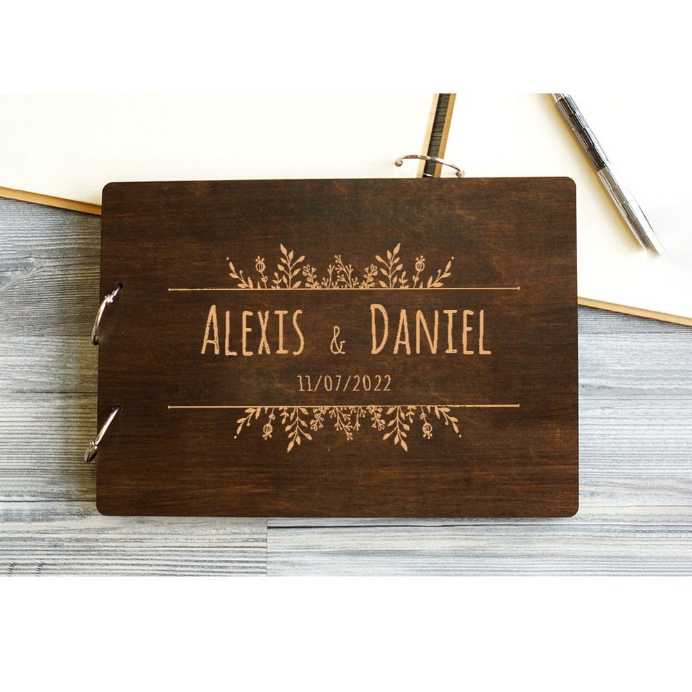 Personalised Wedding Guest A5 Book Party Shower Gift Handmade Wooden Guest Book Photo Album Scrapbook Wedding Keepsake