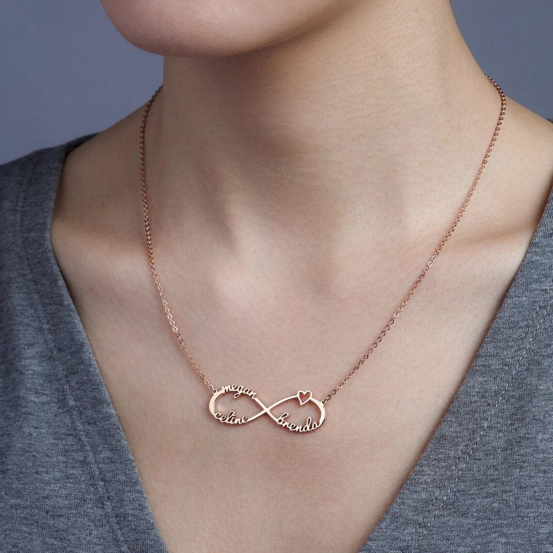 Personalized Custom Name Infinity Symbol Necklace Mom Stainless Steel Necklace With Kids Names Gift for Mom Jewelry