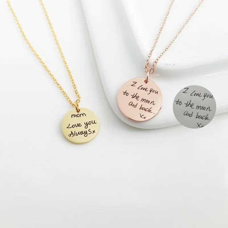 Custom Woman Girlfriend Engraved Name Date Stainless Steel Round Necklace