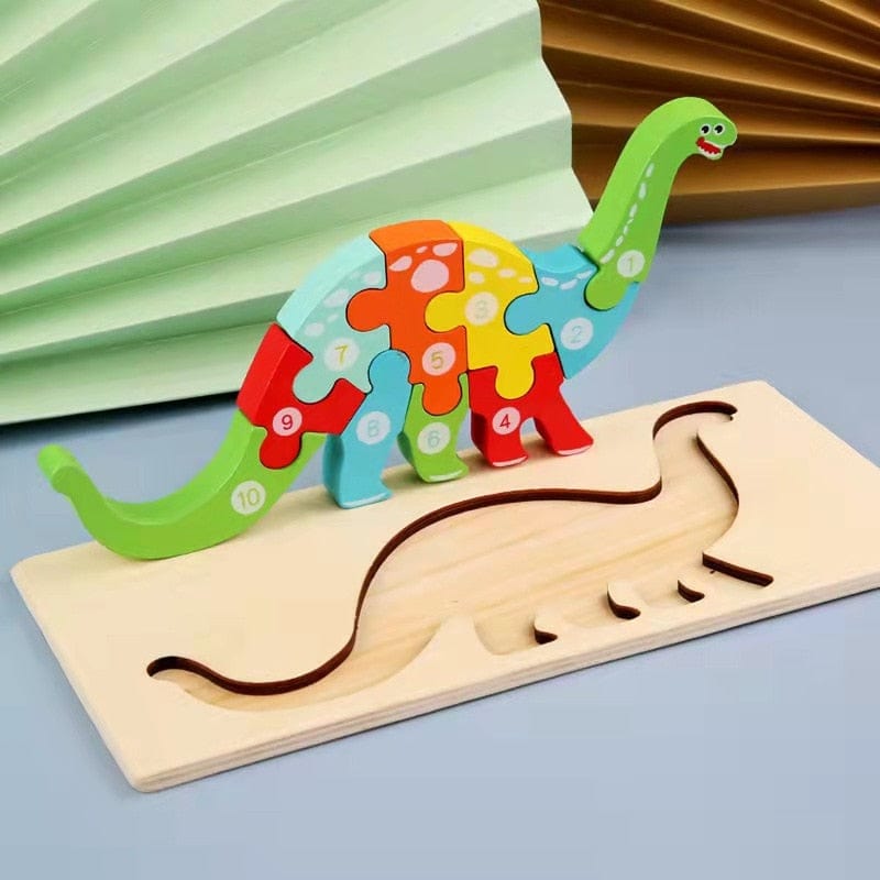 Wooden Toddler Puzzles for Kids Learning Toys for Toddlers 2 3 4 5 Years Old Top 3D Puzzle Educational Dinosaur Toy