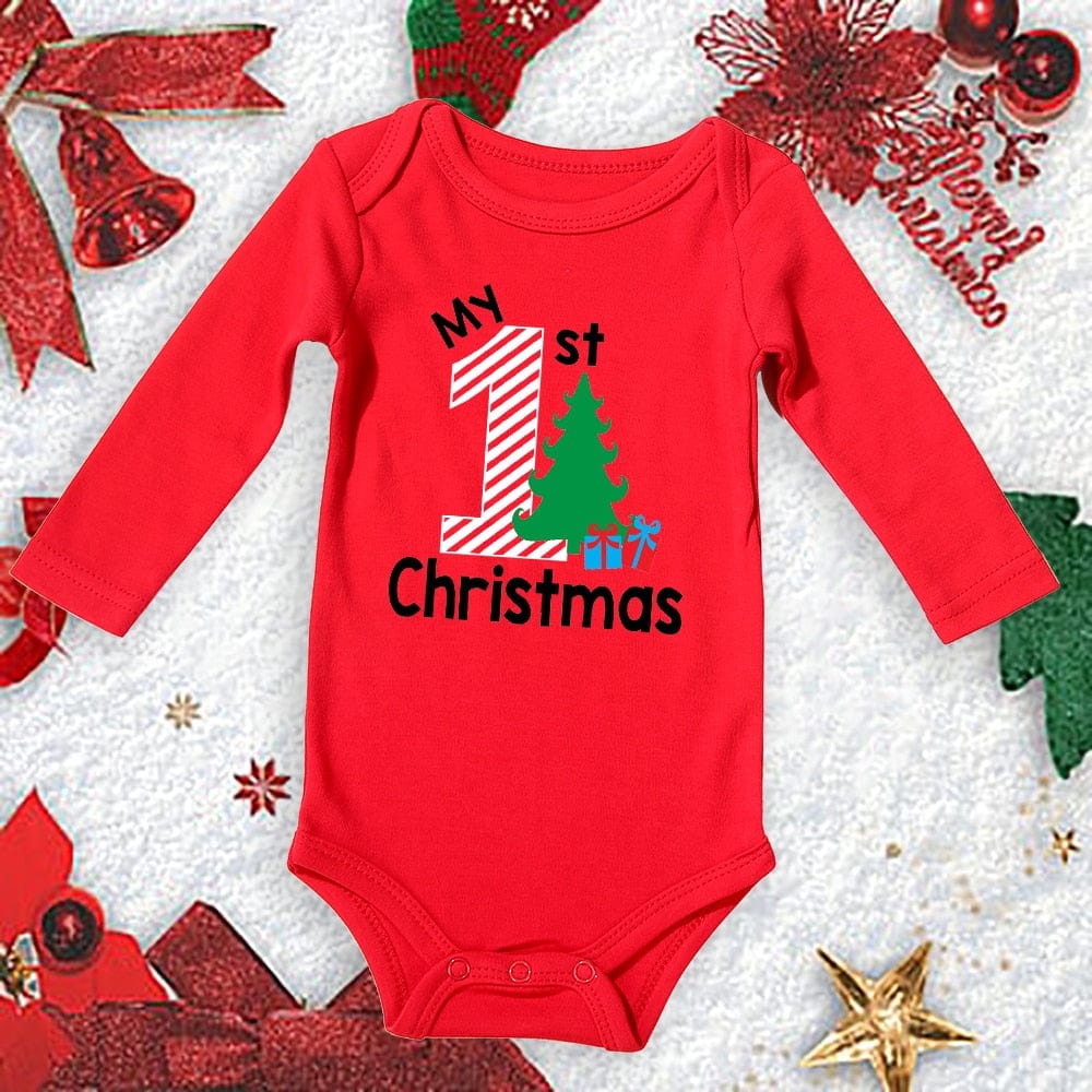 Baby First Christmas New Born Baby Bodysuits Clothes Ropa Toddler Girl Red Long Short Romper Jumpsuit Outfit Christmas Gifts