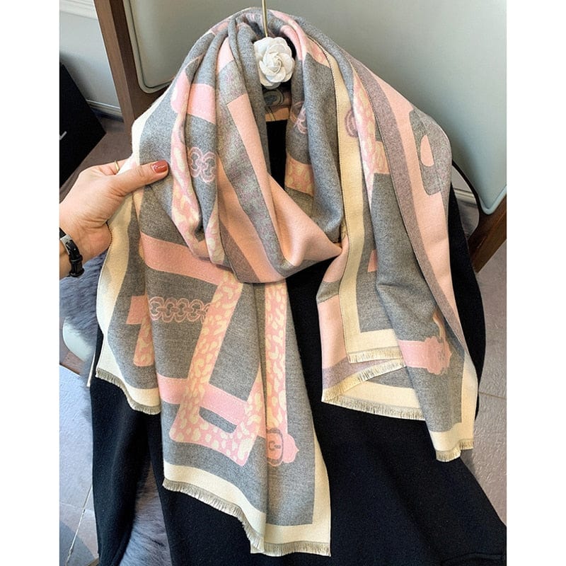 Luxury Winter Scarf Women Design Warm Pashmina Scarves Female Shawl Wraps Thick Foulard