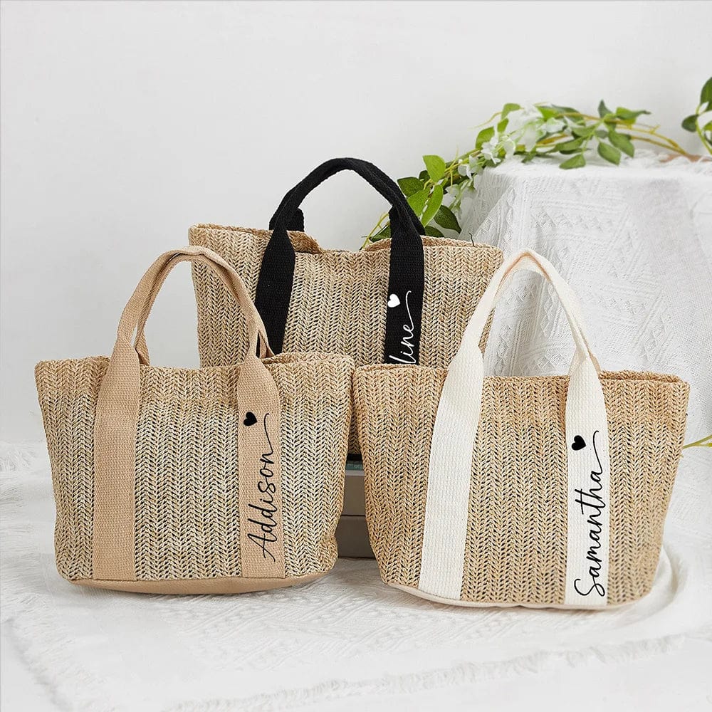 Personalized Burlap Mini Tote Bags Burlap Straw Beach Bag