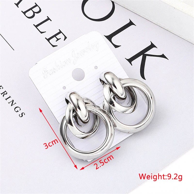 Gold Color Metal Drop Earrings Irregular Hollow Heart Earrings Twisted Geometric Earrings for Women