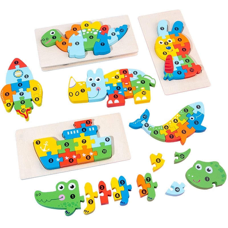 Wooden Toddler Puzzles for Kids Learning Toys for Toddlers 2 3 4 5 Years Old Top 3D Puzzle Educational Dinosaur Toy