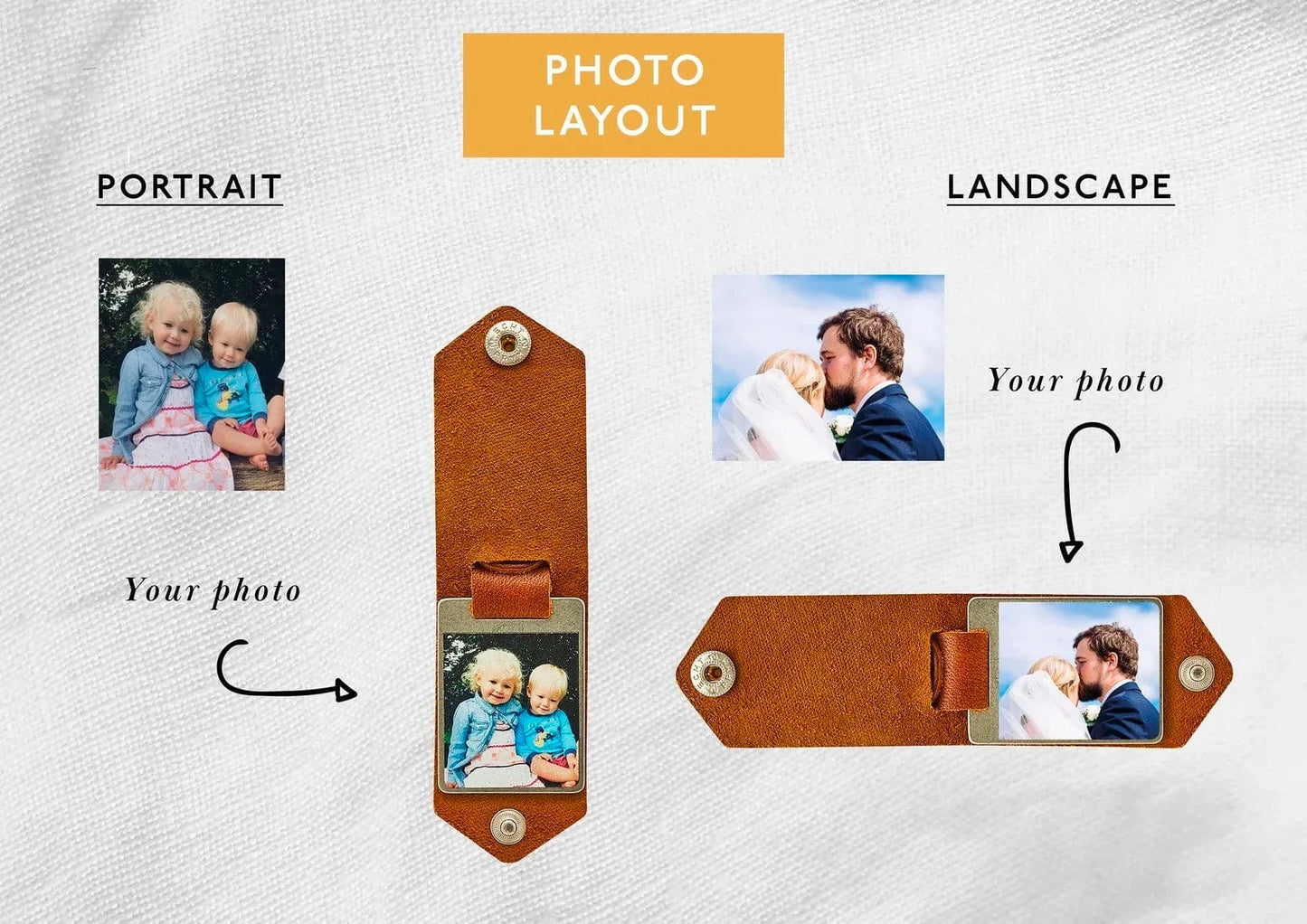 Custom Name  Photo PU Leather Clip Photo Keychain