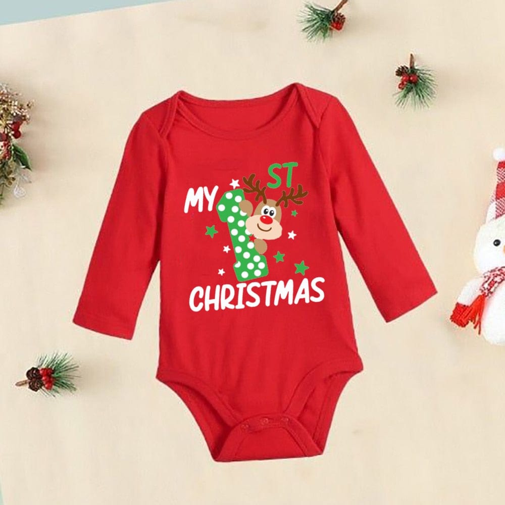 Baby First Christmas New Born Baby Bodysuits Clothes Ropa Toddler Girl Red Long Short Romper Jumpsuit Outfit Christmas Gifts