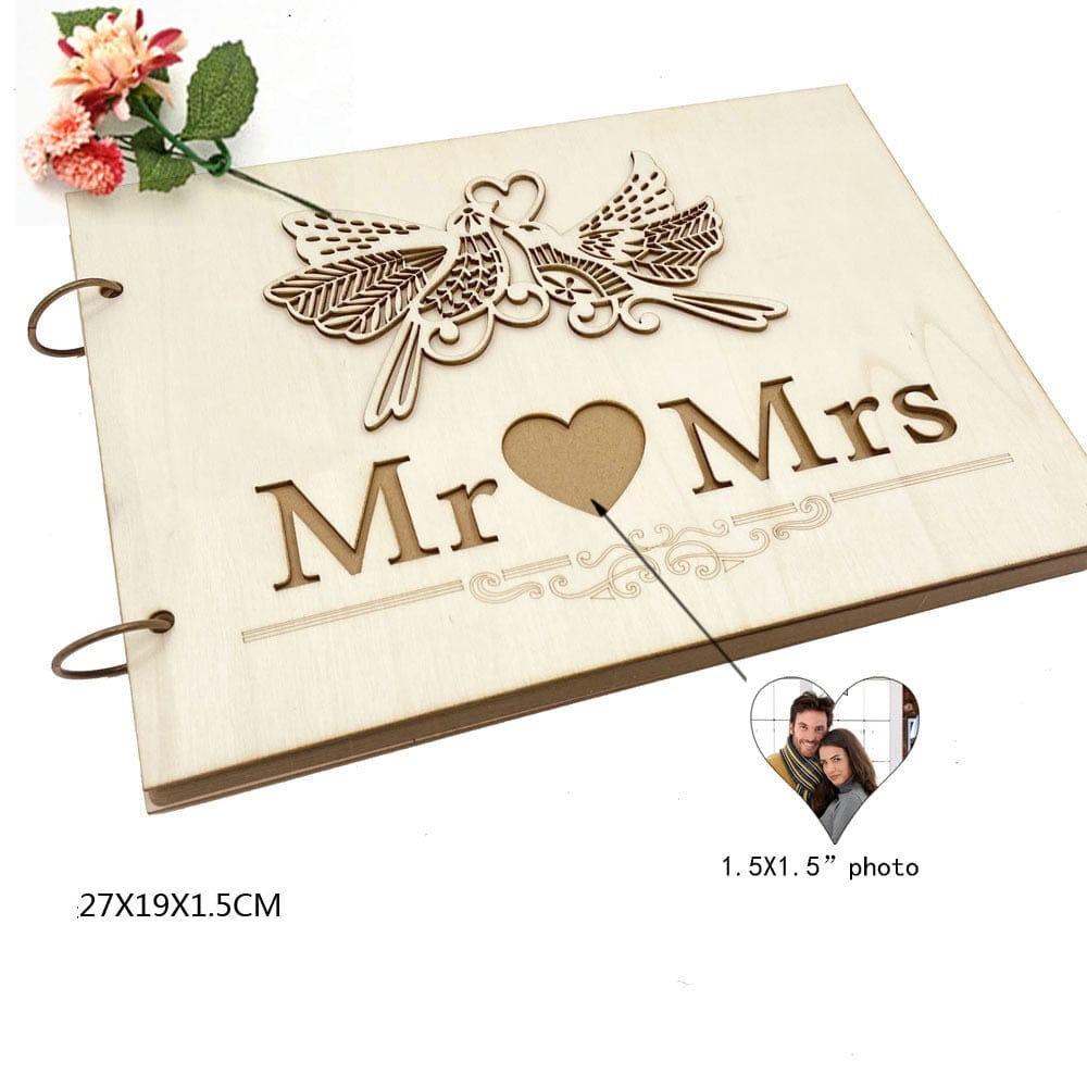 Personalized Wedding Guest Book 4pcs Set Rustic Sweet Heart Drop box