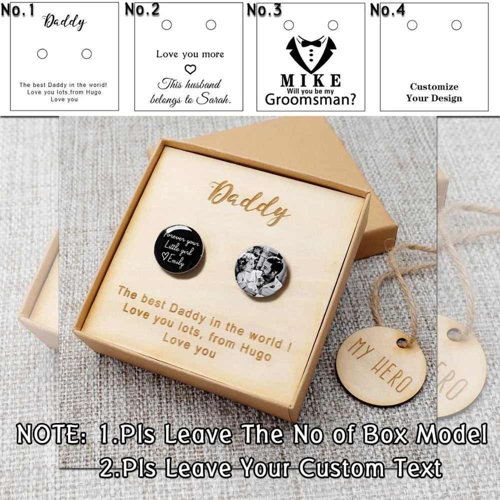 Custom Text Photo Handmade Cufflinks