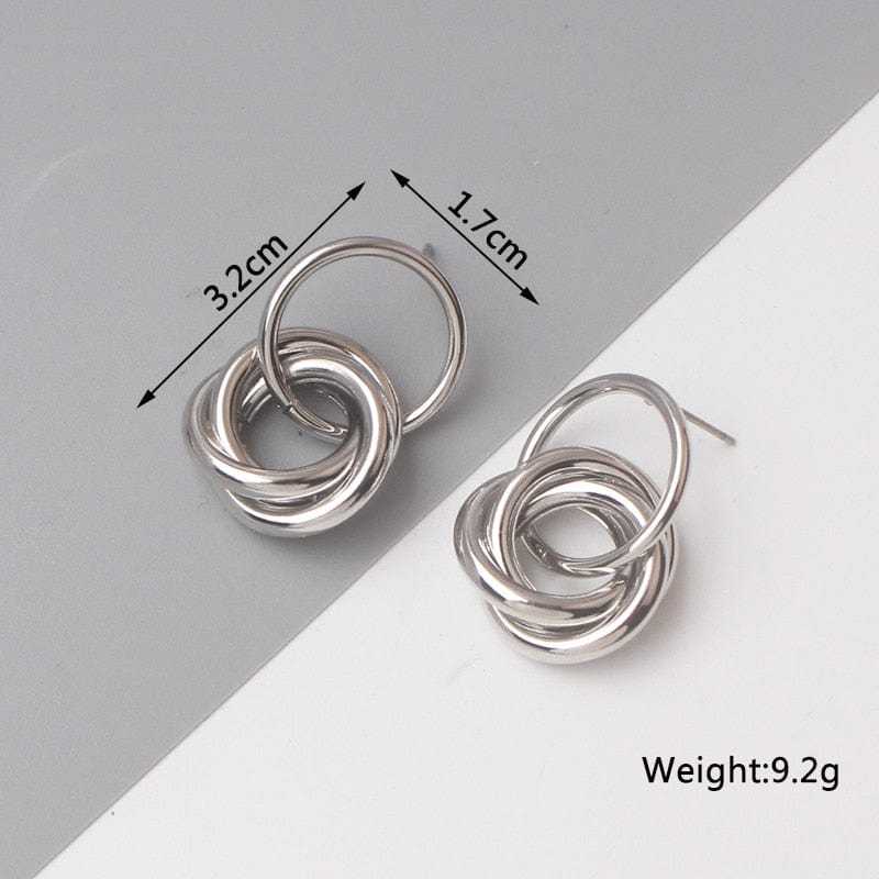 Gold Color Metal Drop Earrings Irregular Hollow Heart Earrings Twisted Geometric Earrings for Women