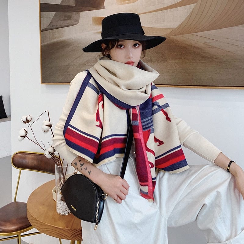 Luxury Winter Scarf Women Design Warm Pashmina Scarves Female Shawl Wraps Thick Foulard