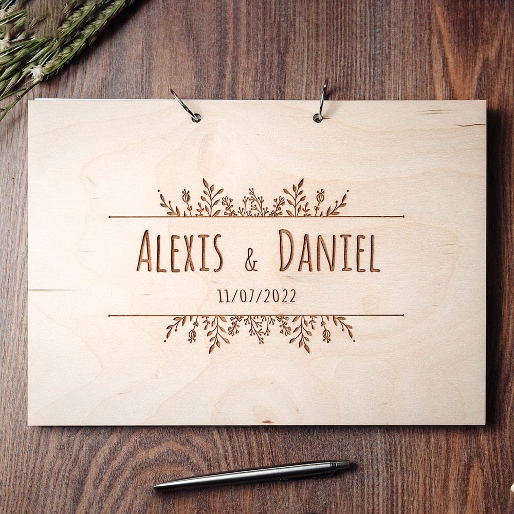 Personalised Wedding Guest A5 Book Party Shower Gift Handmade Wooden Guest Book Photo Album Scrapbook Wedding Keepsake