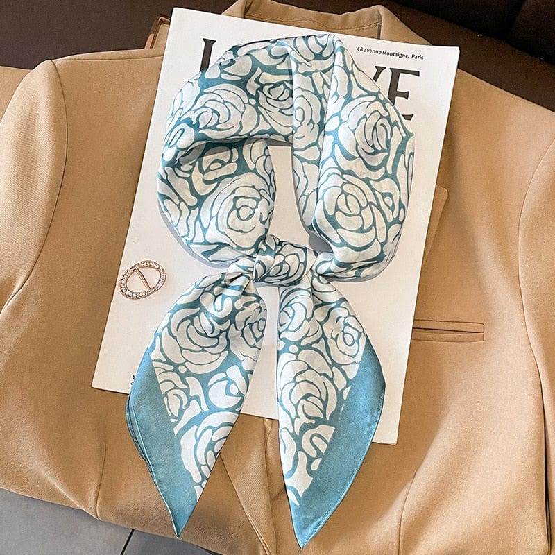 2023 Silk Shawl Print Headscarf Hair Wrap Neckerchief Female Satin Square Scarf For Women Headband Foulard