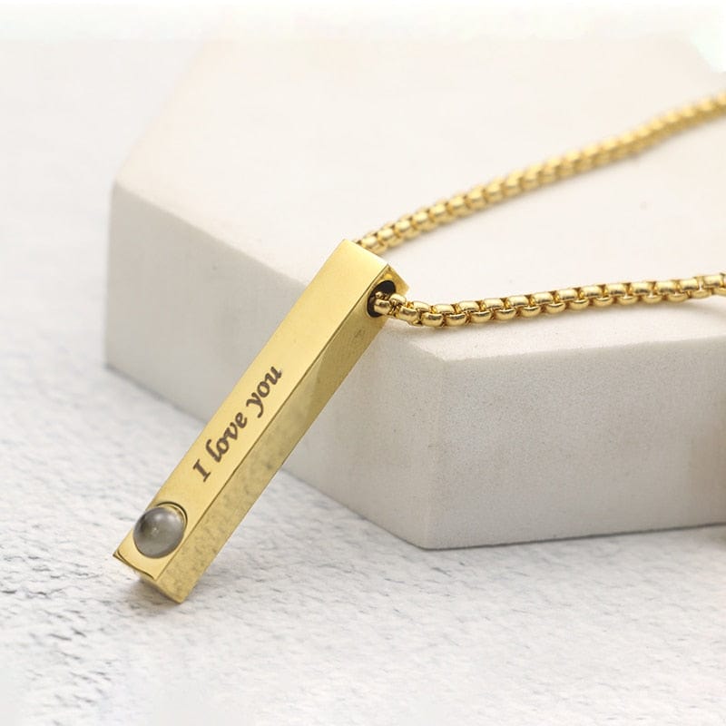 Custom Projection Photo Text Bar Necklace Gift Jewelry