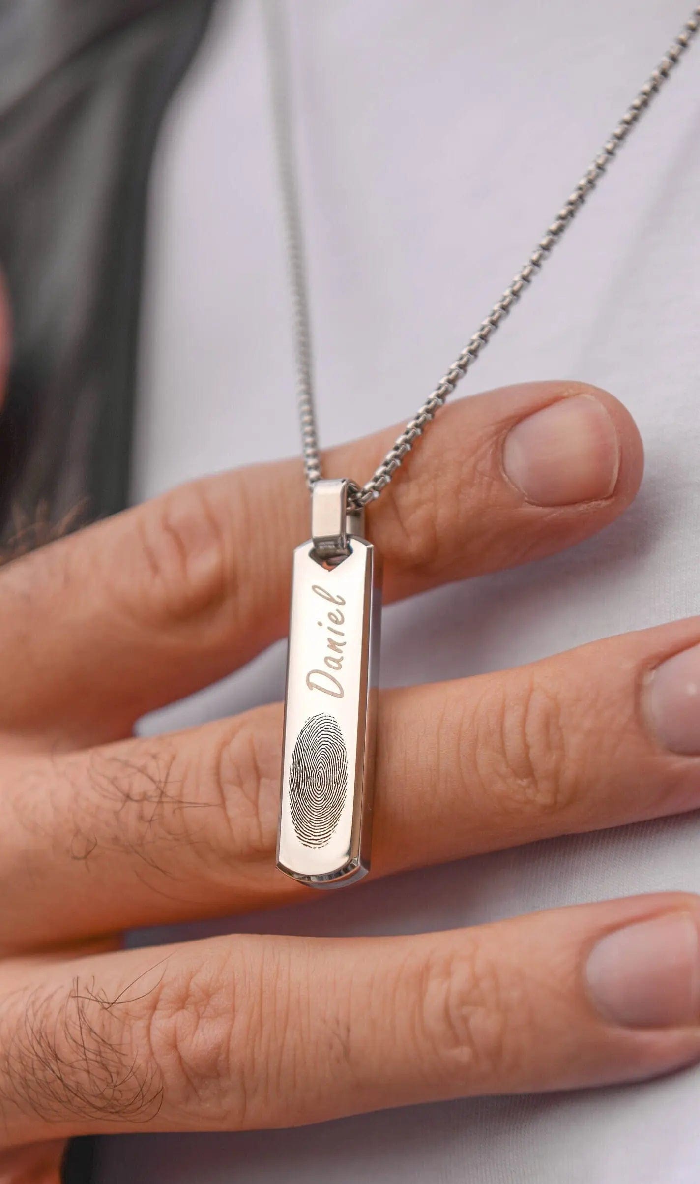 Custom Text Men Engraved Necklace