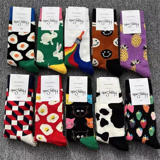 Happy Feet Socks Funny Colorful Socks Fun Bright Crazy Socks Unisex Size 36-40