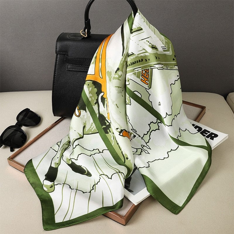 2023 Silk Shawl Print Headscarf Hair Wrap Neckerchief Female Satin Square Scarf For Women Headband Foulard