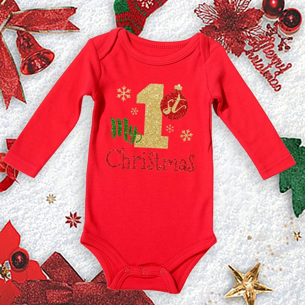 Baby First Christmas New Born Baby Bodysuits Clothes Ropa Toddler Girl Red Long Short Romper Jumpsuit Outfit Christmas Gifts