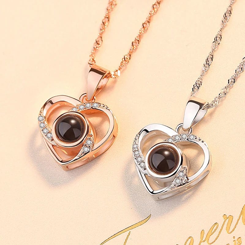 Christmas Gifts For Girlfriend 100 Languages I Love You Projection Necklace With Rose Gift Box 2023 Fashion Romantic Jewelry